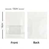 100pcs Matte White Flat Paper Zip Lock Storage Pouches Reusable Tear Notch Heat Sealable Mylar Packaging Bags With Clear Window