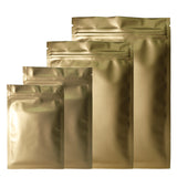 Matte Gold Aluminum Foil Heat Sealing Mylar Package Bags Flat Bottom Right Angle Zip Lock Pouches