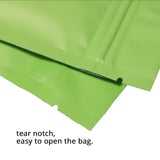 Aluminum Foil Flat Bottom Matte Green Mylar Bags Resealable Heat Sealing Zip Lock Pouches with Tear Notch