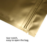 Matte Gold Aluminum Foil Heat Sealing Mylar Package Bags Flat Bottom Right Angle Zip Lock Pouches