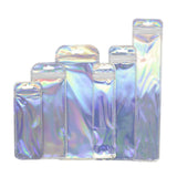 Various Size Clear Window Silver Holographic Zip Lock Pouch Smell Proof Resealable Product Packaging Ziplock Bag