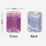 Clear WIndow Purple Ziplock Packaging Pouch Heat Sealable Reclosable Transparent Front Holographic Zipper Bag