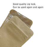 Kraft Paper Flat Bottom Mylar Bags Resealable One Side Clear Heat Sealable Smell Proof Waterproof Matte Zip Lock Pouches With Tear Notch