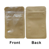 Kraft Paper Flat Bottom Mylar Bags Resealable One Side Clear Heat Sealable Smell Proof Waterproof Matte Zip Lock Pouches With Tear Notch