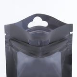 Various sizes Resealable Glossy Black Plastic Ziplock Pouches Eco-friendly Smell Proof Butterfly Hole Mylar Bags With Clear Window