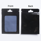 Various sizes Resealable Glossy Black Plastic Ziplock Pouches Eco-friendly Smell Proof Butterfly Hole Mylar Bags With Clear Window