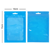 Glossy Blue Plastic Bag With Clear Window Resealable Waterproof Beauty Egg Zip Lock Pouches With Butterfly Hole