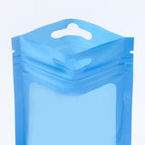 Glossy Blue Plastic Bag With Clear Window Resealable Waterproof Beauty Egg Zip Lock Pouches With Butterfly Hole