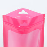 Resealable Glossy Purple Zip Lock Pouches Reusable Waterproof Smell Proof Flat Bottom Plastic Bag With Clear Window