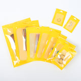 Glossy Yellow Flat Bottom Plastic Bag Eco-friendly Waterproof Zip Lock Pouches With Butterfly Hole