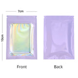 Reusable Flat Bottom Mylar Package Bags Resealable Eco-friendly Heat Sealing Foil Glossy Purple Zip Lock Pouches