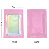 Glossy Pink Mylar Bags Eco-friendly Heat Sealable Foil Flat Zip Lock Pouches Jewelry Zipper Storage