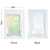 Glossy White Flat Bottom Foil Myalr Package Bags Besealable Reusable Heat Sealing Zip Lock Pouches For Snack Candy Nut Storage Sachet