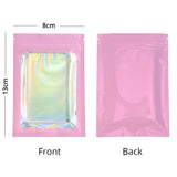 Glossy Pink Mylar Bags Eco-friendly Heat Sealable Foil Flat Zip Lock Pouches Jewelry Zipper Storage