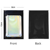 Glossy Black Mylar Bags Aluminum Foil Heat Seal Various Sizes Zipper Flat Bottom Zip Lock Jewelry Pouch With Transparent Window