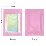 Glossy Pink Mylar Bags Eco-friendly Heat Sealable Foil Flat Zip Lock Pouches Jewelry Zipper Storage