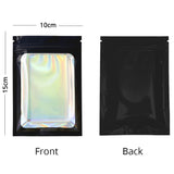 Glossy Black Mylar Bags Aluminum Foil Heat Seal Various Sizes Zipper Flat Bottom Zip Lock Jewelry Pouch With Transparent Window