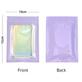 Reusable Flat Bottom Mylar Package Bags Resealable Eco-friendly Heat Sealing Foil Glossy Purple Zip Lock Pouches