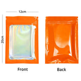 Eco-friendly Mylar Package Bags Besealable Waterproof Smell Proof Glossy Orange Flat Heat Seal Aluminum Foil Zip Lock Pouches