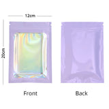 Reusable Flat Bottom Mylar Package Bags Resealable Eco-friendly Heat Sealing Foil Glossy Purple Zip Lock Pouches