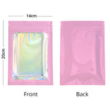 Glossy Pink Mylar Bags Eco-friendly Heat Sealable Foil Flat Zip Lock Pouches Jewelry Zipper Storage