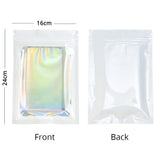 Glossy White Flat Bottom Foil Myalr Package Bags Besealable Reusable Heat Sealing Zip Lock Pouches For Snack Candy Nut Storage Sachet