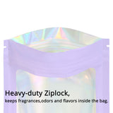 Reusable Flat Bottom Mylar Package Bags Resealable Eco-friendly Heat Sealing Foil Glossy Purple Zip Lock Pouches