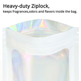 Glossy White Flat Bottom Foil Myalr Package Bags Besealable Reusable Heat Sealing Zip Lock Pouches For Snack Candy Nut Storage Sachet