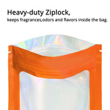 Eco-friendly Mylar Package Bags Besealable Waterproof Smell Proof Glossy Orange Flat Heat Seal Aluminum Foil Zip Lock Pouches