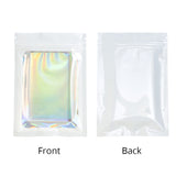 Glossy White Flat Bottom Foil Myalr Package Bags Besealable Reusable Heat Sealing Zip Lock Pouches For Snack Candy Nut Storage Sachet