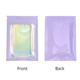 Reusable Flat Bottom Mylar Package Bags Resealable Eco-friendly Heat Sealing Foil Glossy Purple Zip Lock Pouches