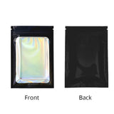 Glossy Black Mylar Bags Aluminum Foil Heat Seal Various Sizes Zipper Flat Bottom Zip Lock Jewelry Pouch With Transparent Window