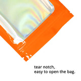 Eco-friendly Mylar Package Bags Besealable Waterproof Smell Proof Glossy Orange Flat Heat Seal Aluminum Foil Zip Lock Pouches