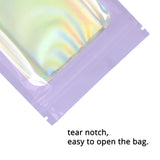 Reusable Flat Bottom Mylar Package Bags Resealable Eco-friendly Heat Sealing Foil Glossy Purple Zip Lock Pouches