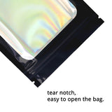 Glossy Black Mylar Bags Aluminum Foil Heat Seal Various Sizes Zipper Flat Bottom Zip Lock Jewelry Pouch With Transparent Window