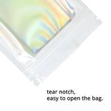 Glossy White Flat Bottom Foil Myalr Package Bags Besealable Reusable Heat Sealing Zip Lock Pouches For Snack Candy Nut Storage Sachet