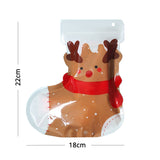 100pcs Flat Plastic Santa Claus Christmas Snowman Elk Ziplock Candy Cookie Sweet Gift Stocking Pouch Christmas Mylar Packing Bag