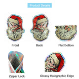Evil Santa Clause Die Cut 3.5g Mylar Bag Smell Proof Flat Holographic Ziplock Aluminum Foil Pouch