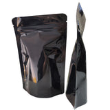 Stand Up Glossy Black Coffee Bean Snack Mylar Bags Resealable Smell Proof Heat Sealing Aluminum Foil Zip Lock Pouches