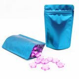 Matte Blue Aluminum Foil Stand Up Storage Pouches Resealable Round Corner Doypack Heat Sealable Zip Lock Mylar Packaging Bags