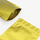 Reusable Aluminum Foil Heat Sealable Matte Gold Zipper Lock Bags Smell Proof Round Corner Stand Up Mylar Storage Pouches