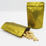 Reusable Aluminum Foil Heat Sealable Matte Gold Zipper Lock Bags Smell Proof Round Corner Stand Up Mylar Storage Pouches