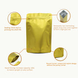 Reusable Aluminum Foil Heat Sealable Matte Gold Zipper Lock Bags Smell Proof Round Corner Stand Up Mylar Storage Pouches