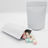 Matte White Aluminum Foil Stand Up Mylar Bags Reusable Vacuum Smell Proof Heat Preservation Doypack Food Snack Pouches