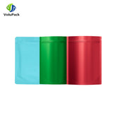 Aluminum Foil Matte Red Green Blue Stand Up Pouches Reusable Smeel Proof Snacks Sachet Heat Sealing Zip Lock Mylar Bags