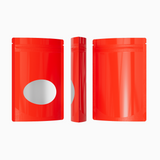 Glossy Red Round Corner Heat Sealing Stand Up Pouches Resealable Water Proof Aluminum Foil Ziplock Mylar Bags With Window