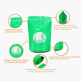 Glossy Green Aluminum Foil Standing Up Zipper Pouches Doypack Eco-friendly Heat Seal Mylar Bags With Clear Oval Window