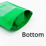 Glossy Green Aluminum Foil Standing Up Zipper Pouches Doypack Eco-friendly Heat Seal Mylar Bags With Clear Oval Window