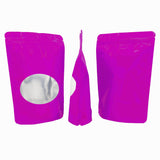 Glossy Purple Aluminum Foil Food Zipper Lock Mylar Package Bags Eco-friendly Round Corner Standing Up Pouches With Clear Oval Window