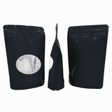 Aluminum Foil Heat Sealable Zip Lock Pouches Water proof Doypack Glossy Black Stand Up Mylar Package Bags With Clear Oval Window